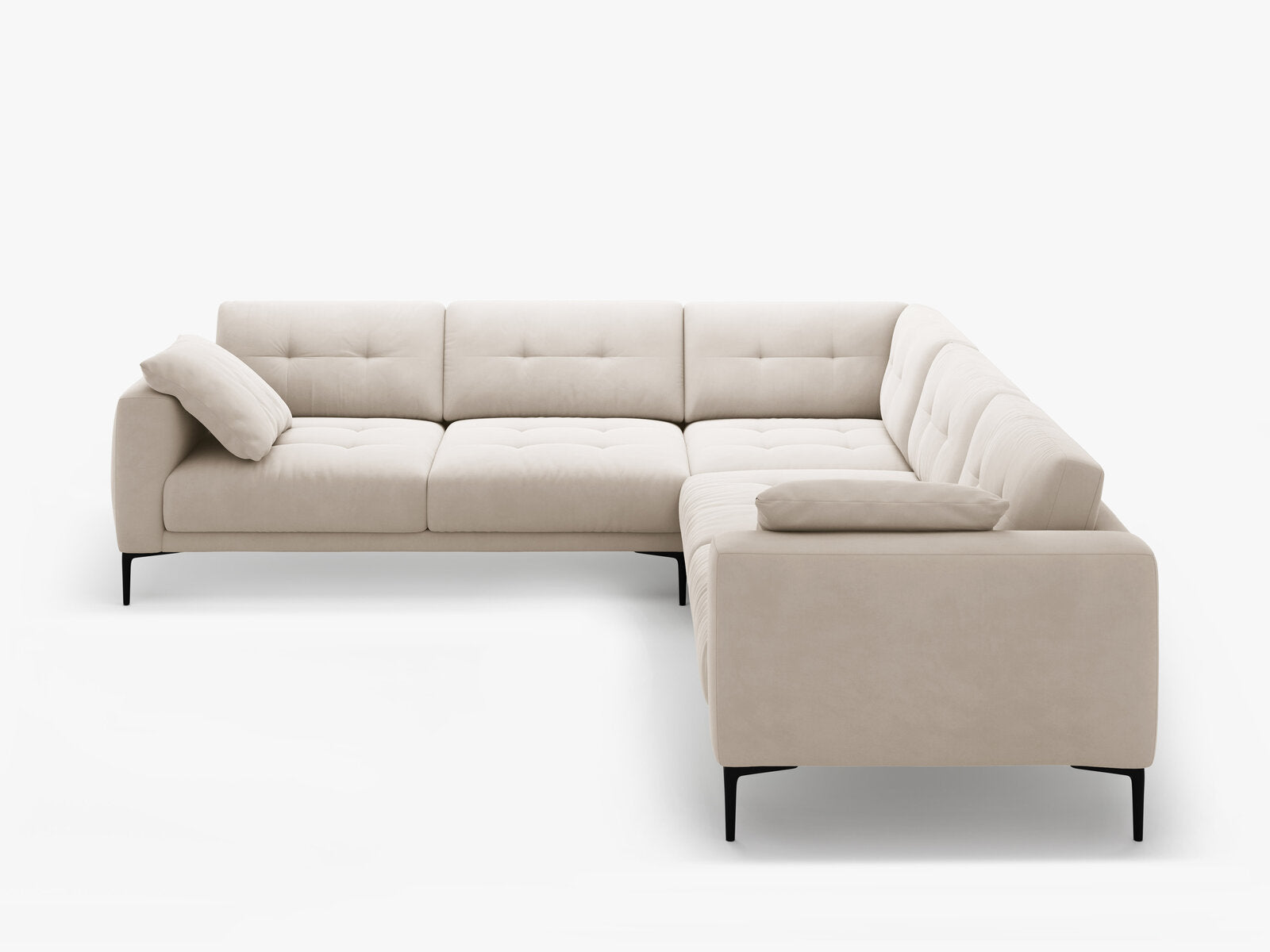 Micadoni Ecksofa Bemy 5-Sitzer Samt Beige