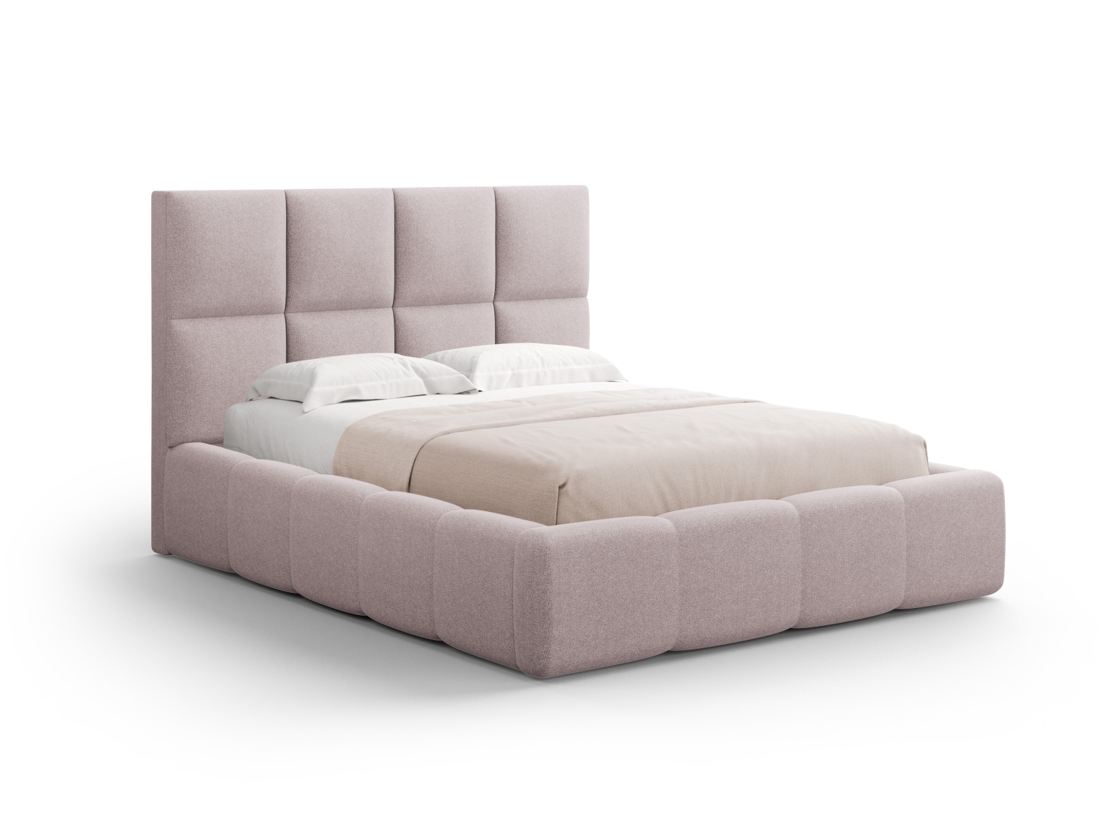 Cosmopolitan Design Stauraumbett mit Kopfteil Livigno 200x200 Strukturierter Stoff Solid Rosa