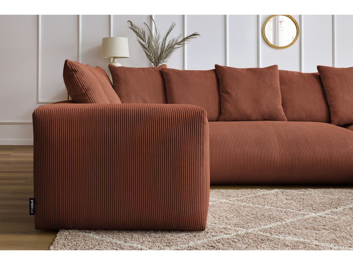 Bobochic Voltaire Wohnlandschaft 356 × 214 cm Cordsamt Orange Ecke rechts