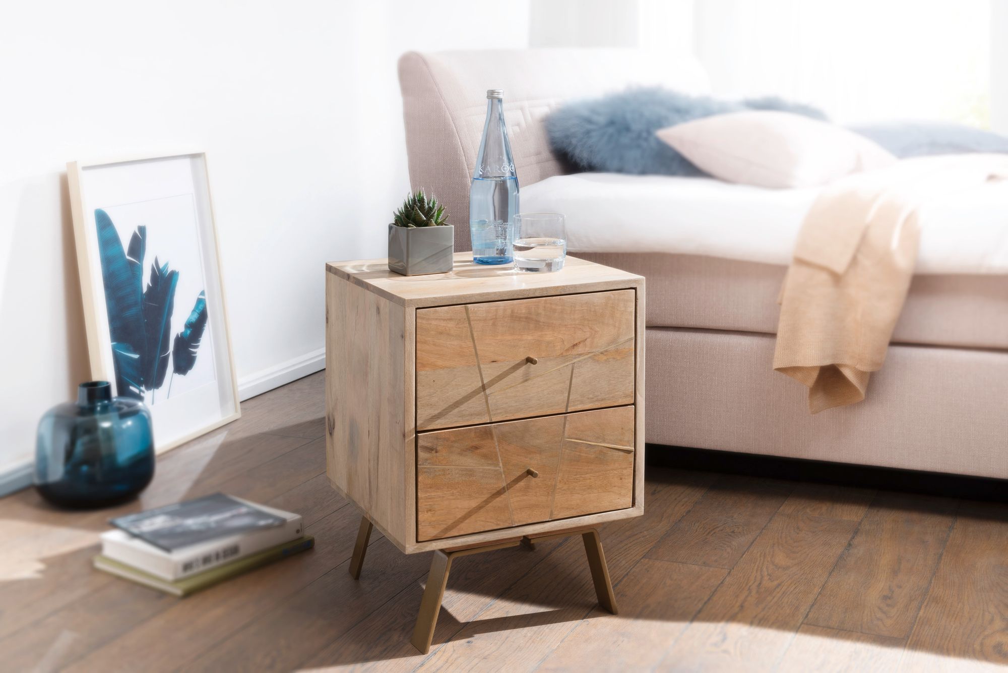 Nachttisch Dale Mango Massivholz 40 × 40 × 56 cm