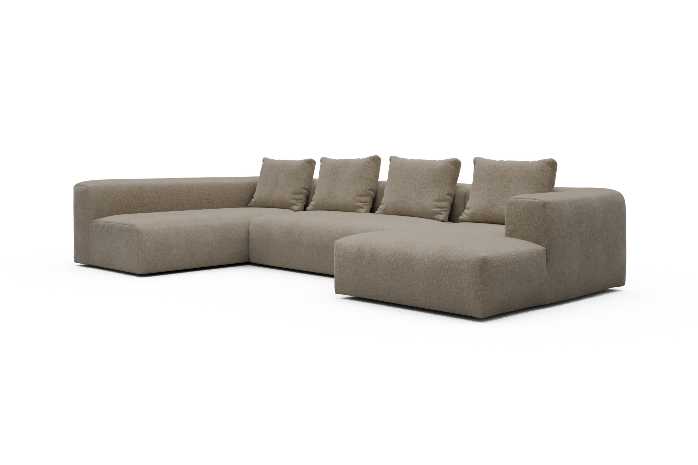 Wohnlandschaft Fred Chaiselongue rechts mit 2-Sitzer und lange Armlehne links Smooth-Belge