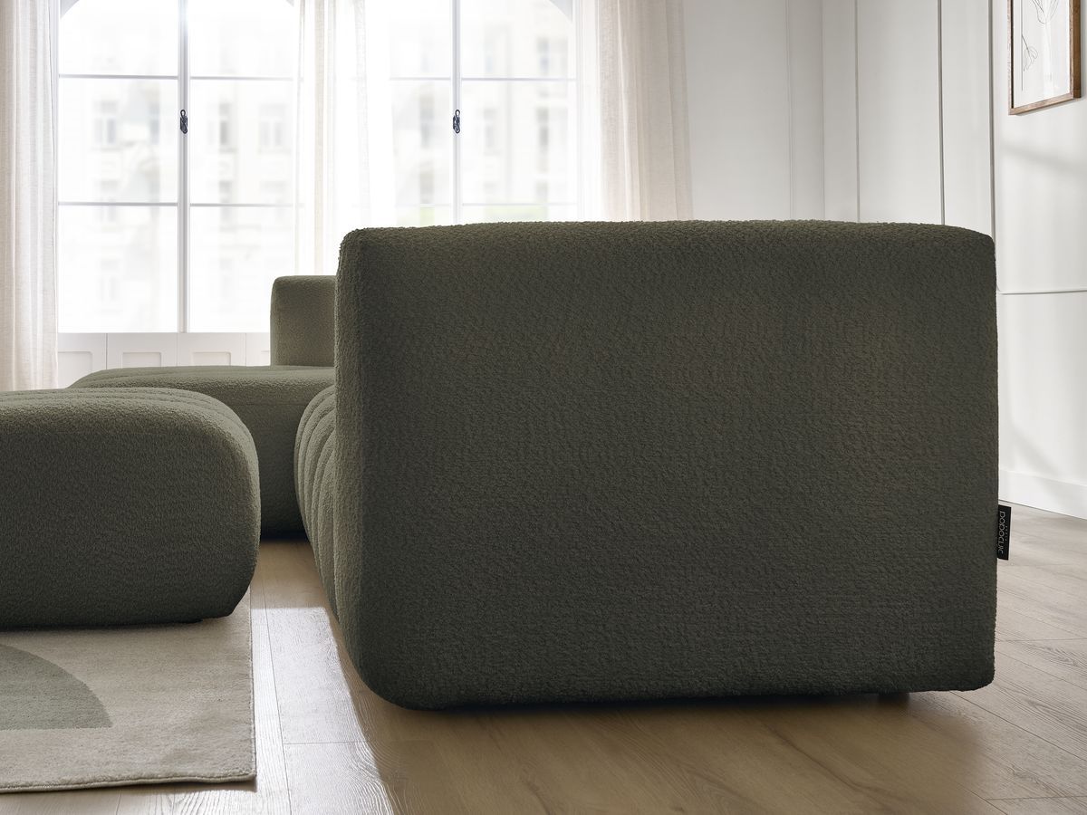 Bobochic Talia Ecksofa mit Pouf Bouclé-Stoff Grün Ecke links