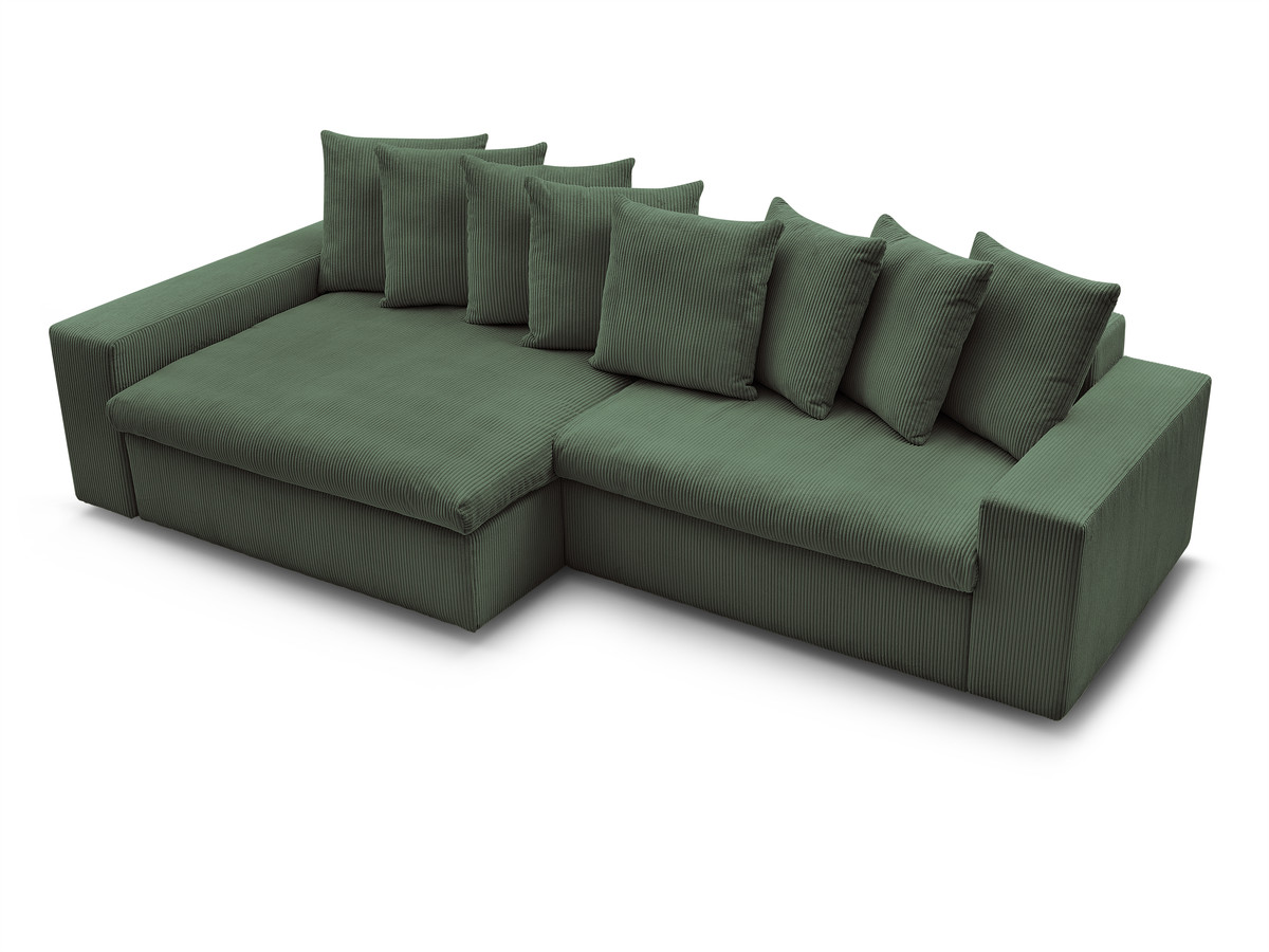 Bobochic Enore Ecksofa 330 × 157 cm Cordsamt Dunkelgrün Ecke links