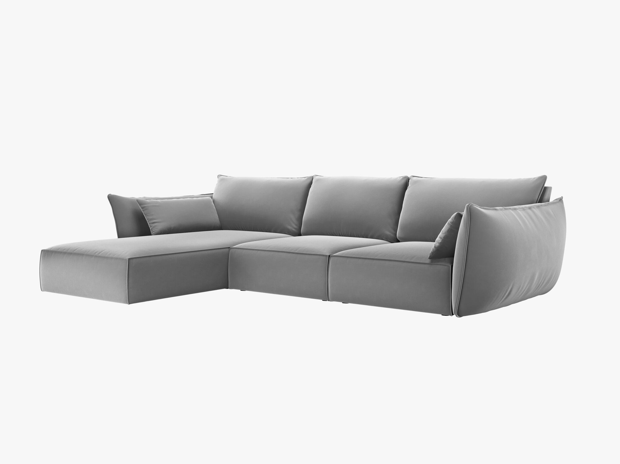 Micadoni Ecksofa Kaelle 4-Sitzer Links Samt Bluvel Grau