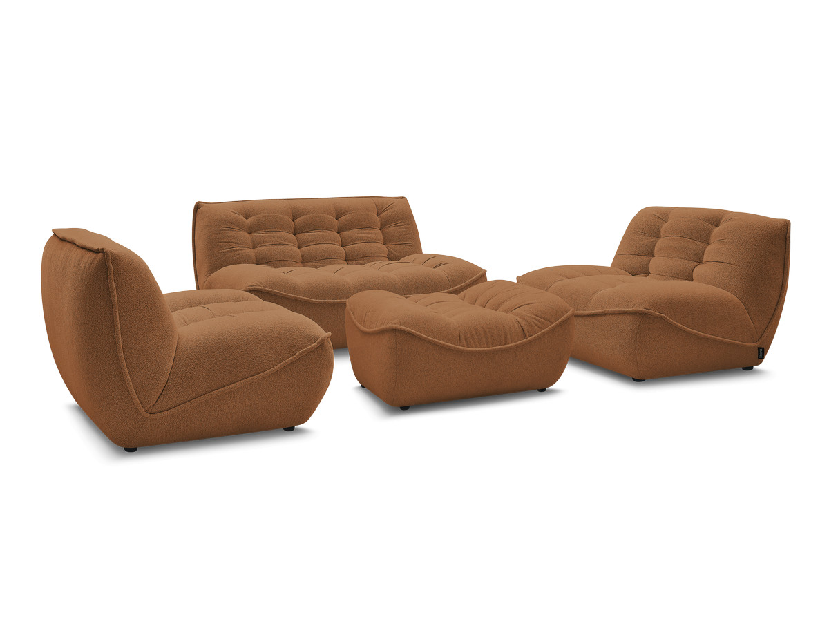 Bobochic Serena Sofa 4-Sitzer mit Pouf Melange-Stoff Orange