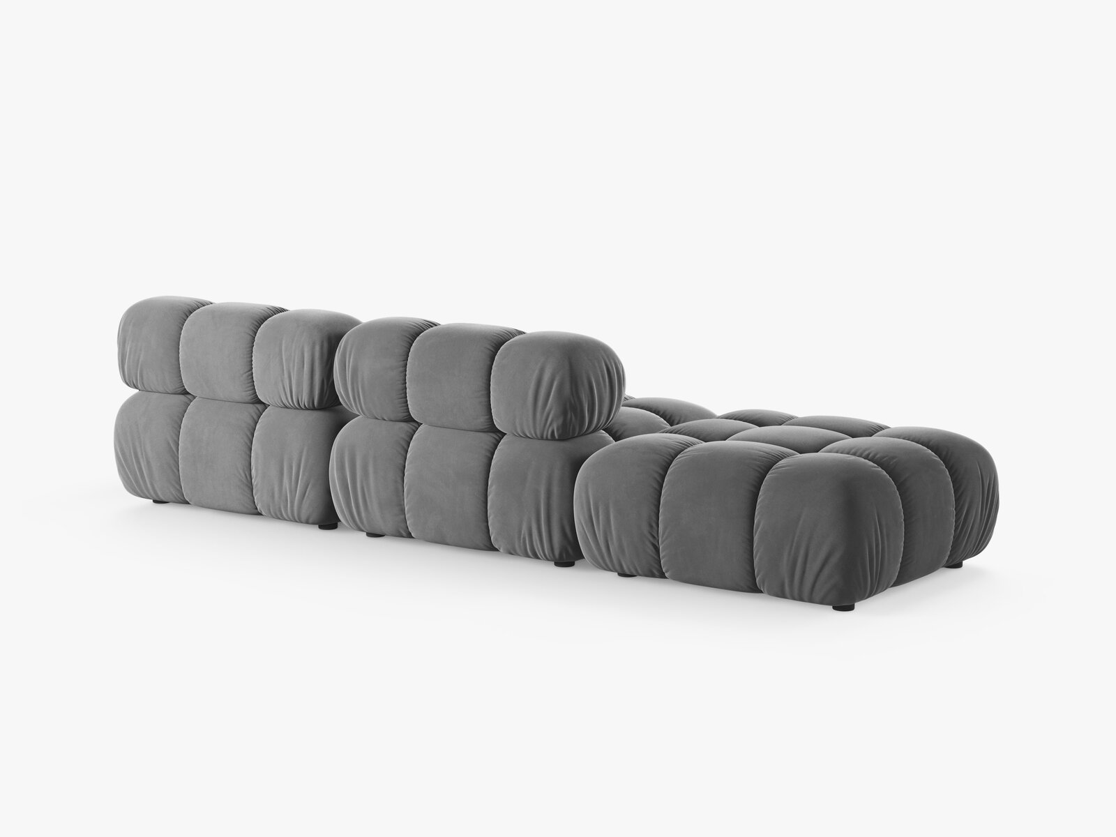 Micadoni Modulares Sofa Bellis 4-Sitzer Links Samt Venus Hellgrau