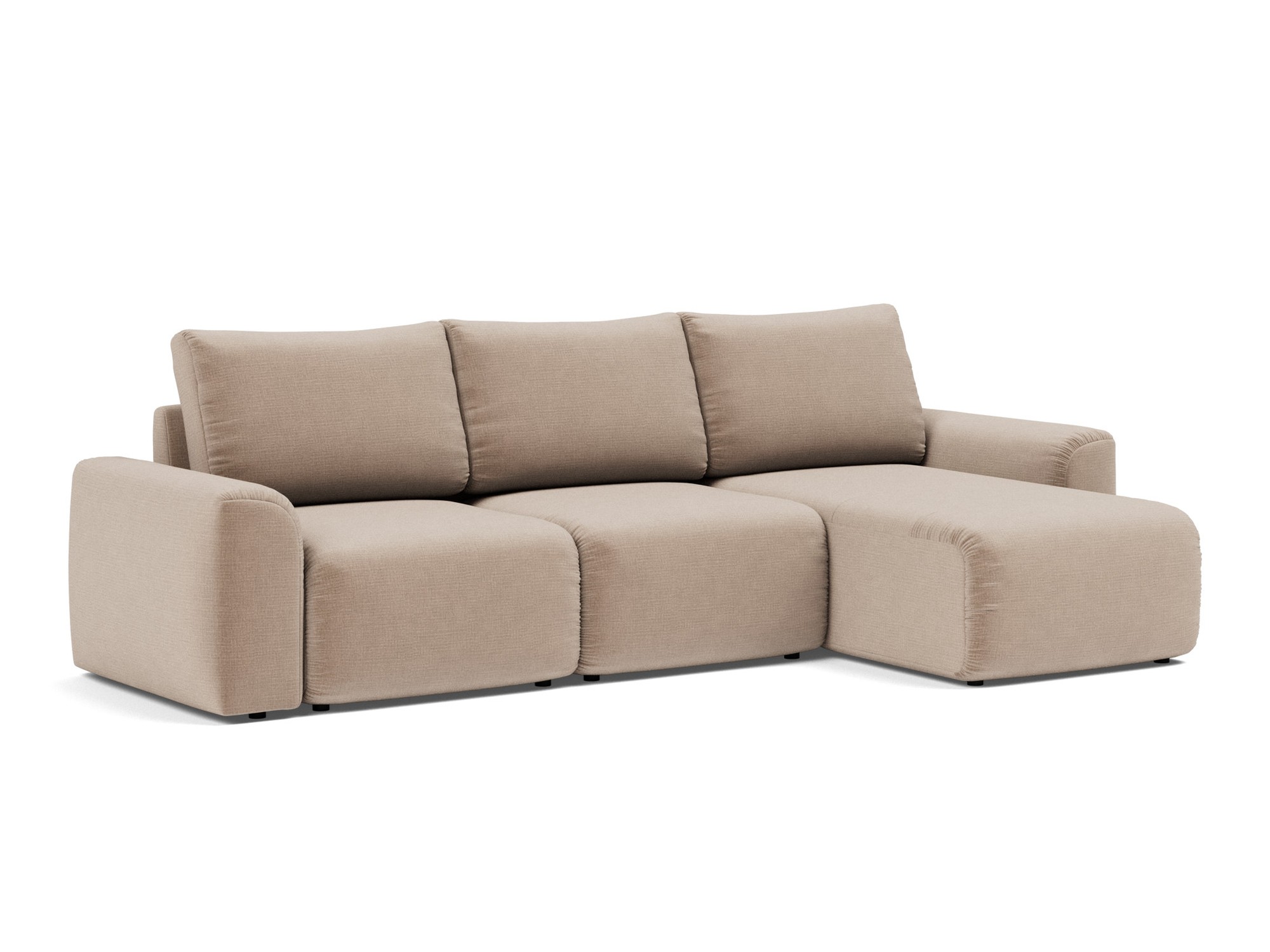 Schlafsofa Norum mit Chaiselongue und Chunky-Armlehnen Chenille Esina 417-Mocha
