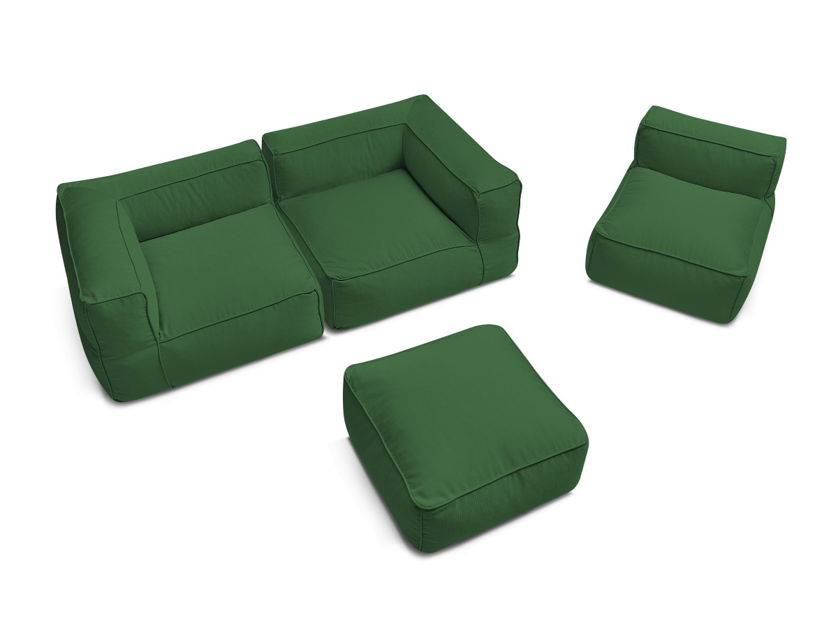 Bobochic Giulia Gartensofa 4-Sitzer mit Pouf, 2 Eckmodule Stoff Grün