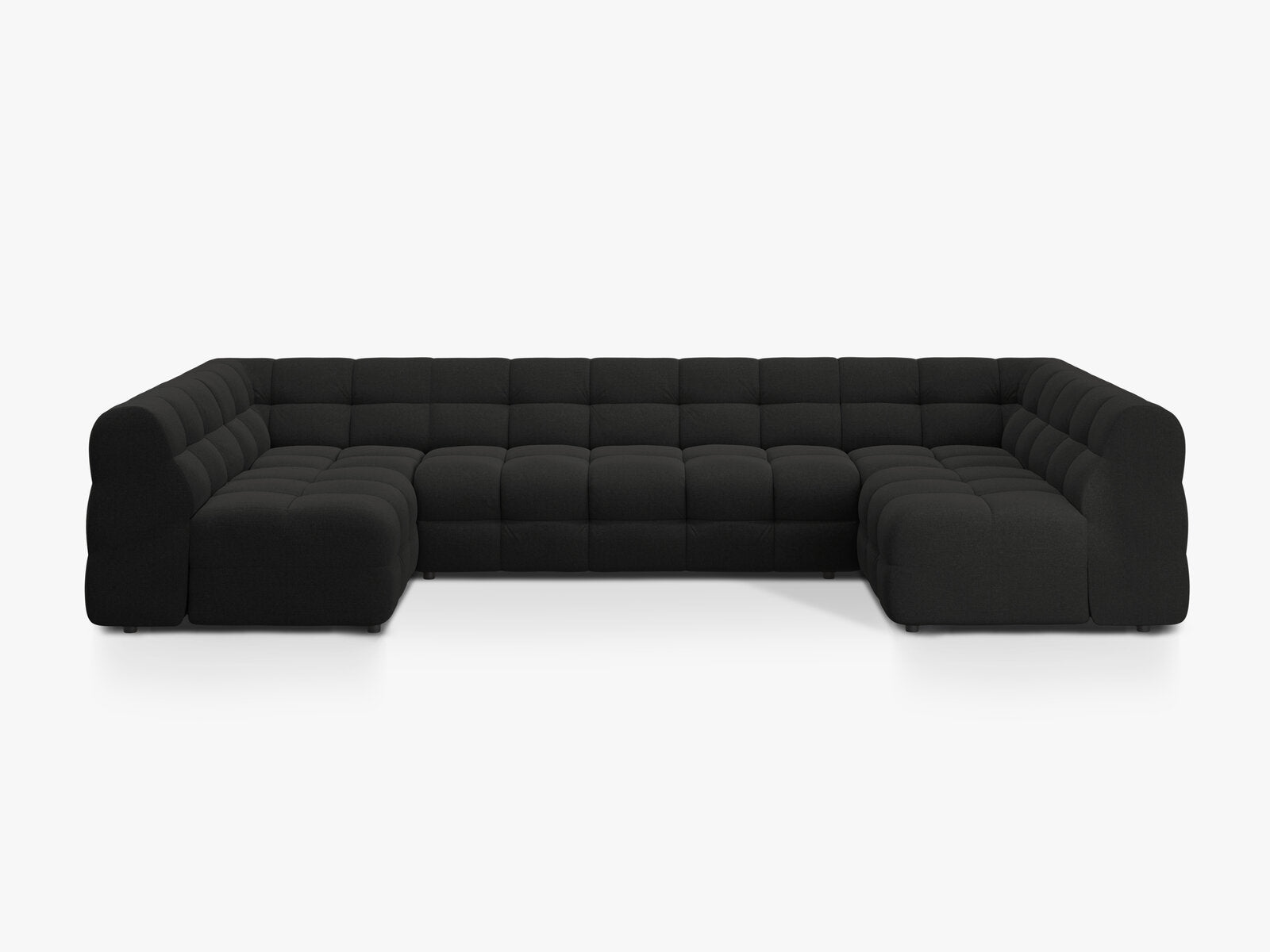 Micadoni Panorama-Sofa Kendal 7-Sitzer Strukturierter Stoff Schwarz