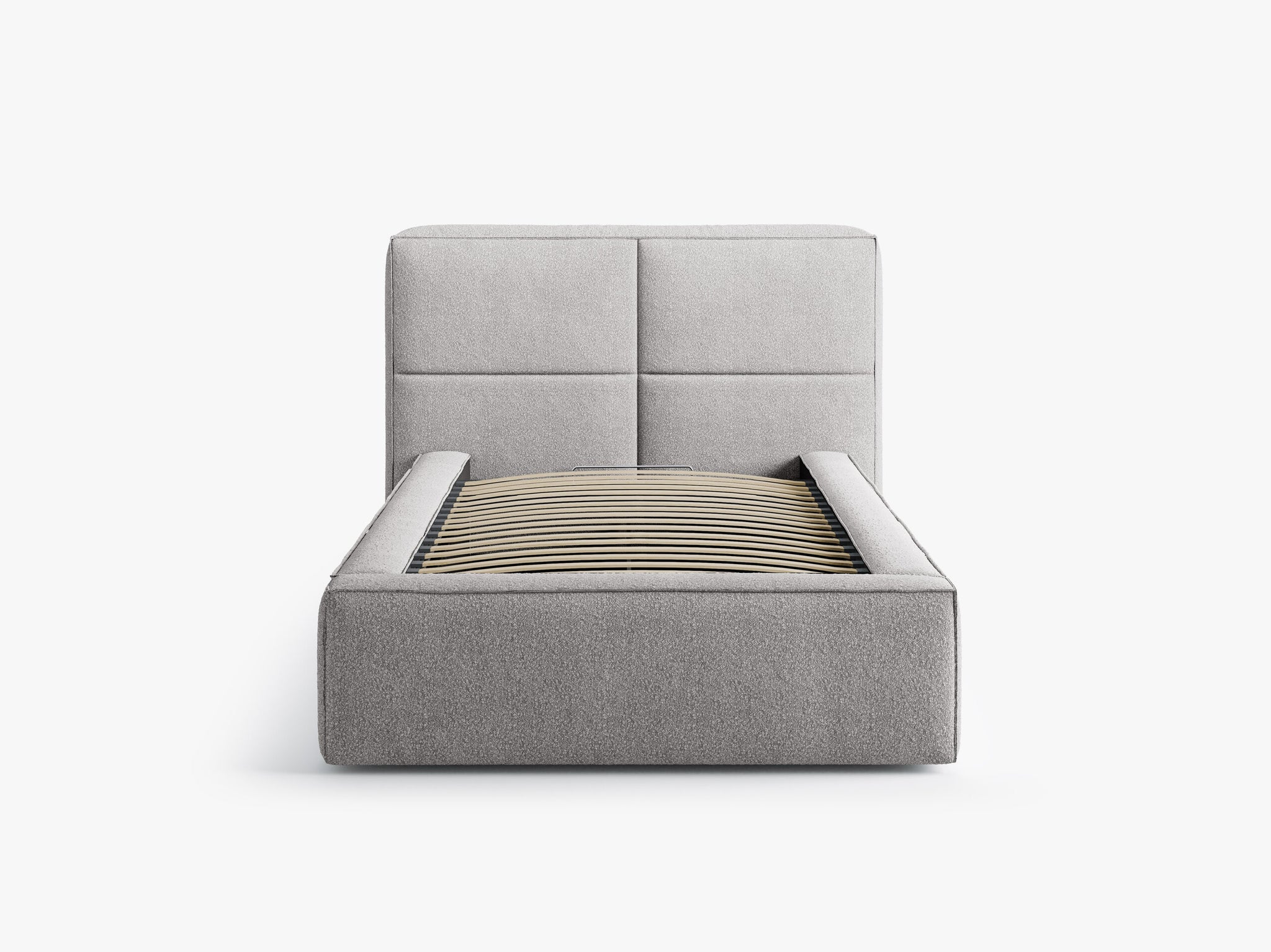 Micadoni Stauraumbett mit Kopfteil Darren Boucle Legend Dunkelbeige 90x200