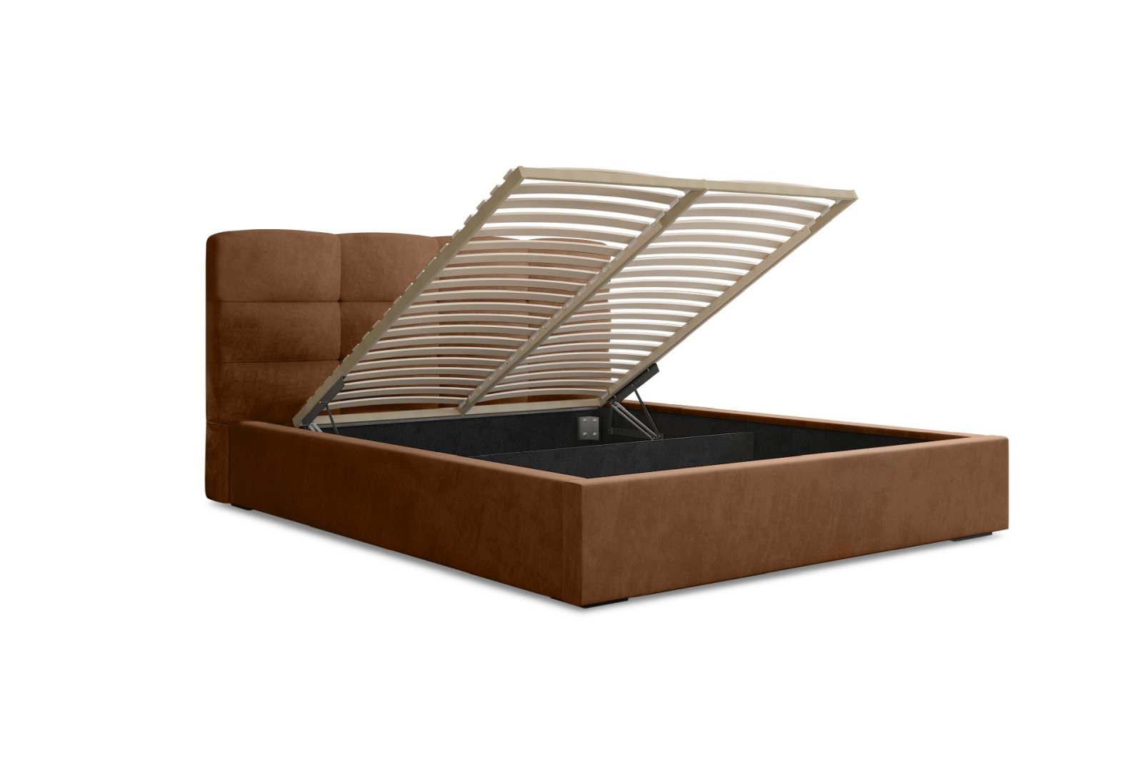 Polsterbett Navo Samtstoff 160x200 mit Holzrahmen Macau Terra