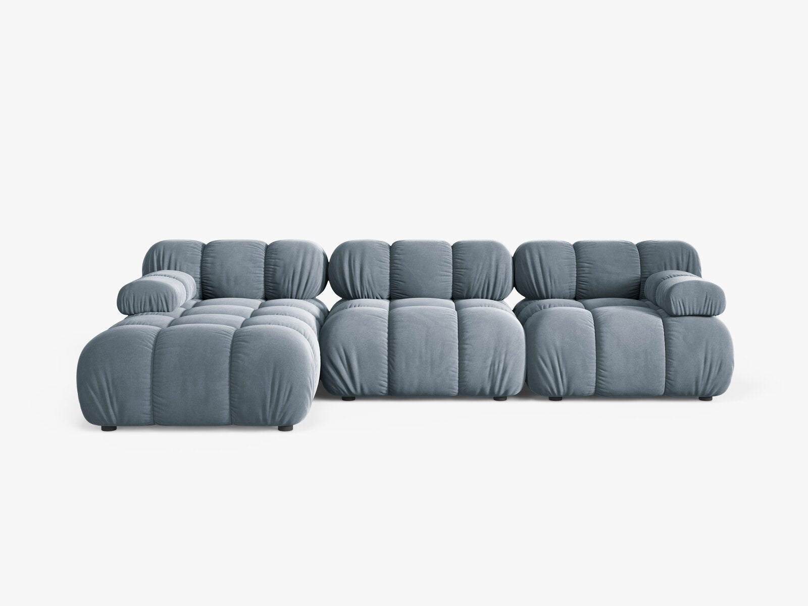 Micadoni Modulares Ecksofa Bellis 4-Sitzer Links Samt Bluvel Hellblau