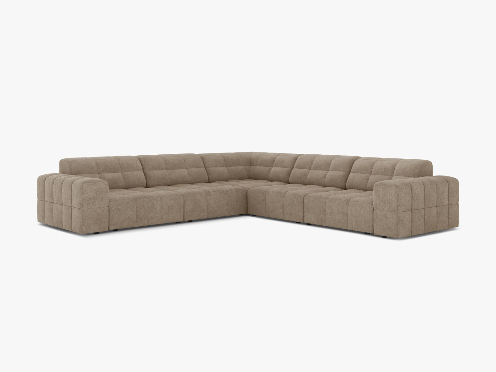 Micadoni Jennifer Symmetrisches Ecksofa Chenille Eden Dunkelbeige