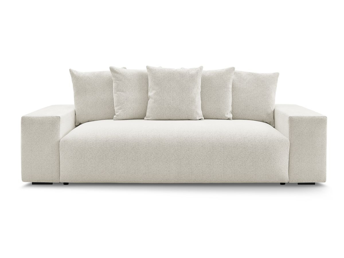 Bobochic Voltaire Schlafsofa 3-Sitzer mit Bettkasten Melange-Stoff Weiß