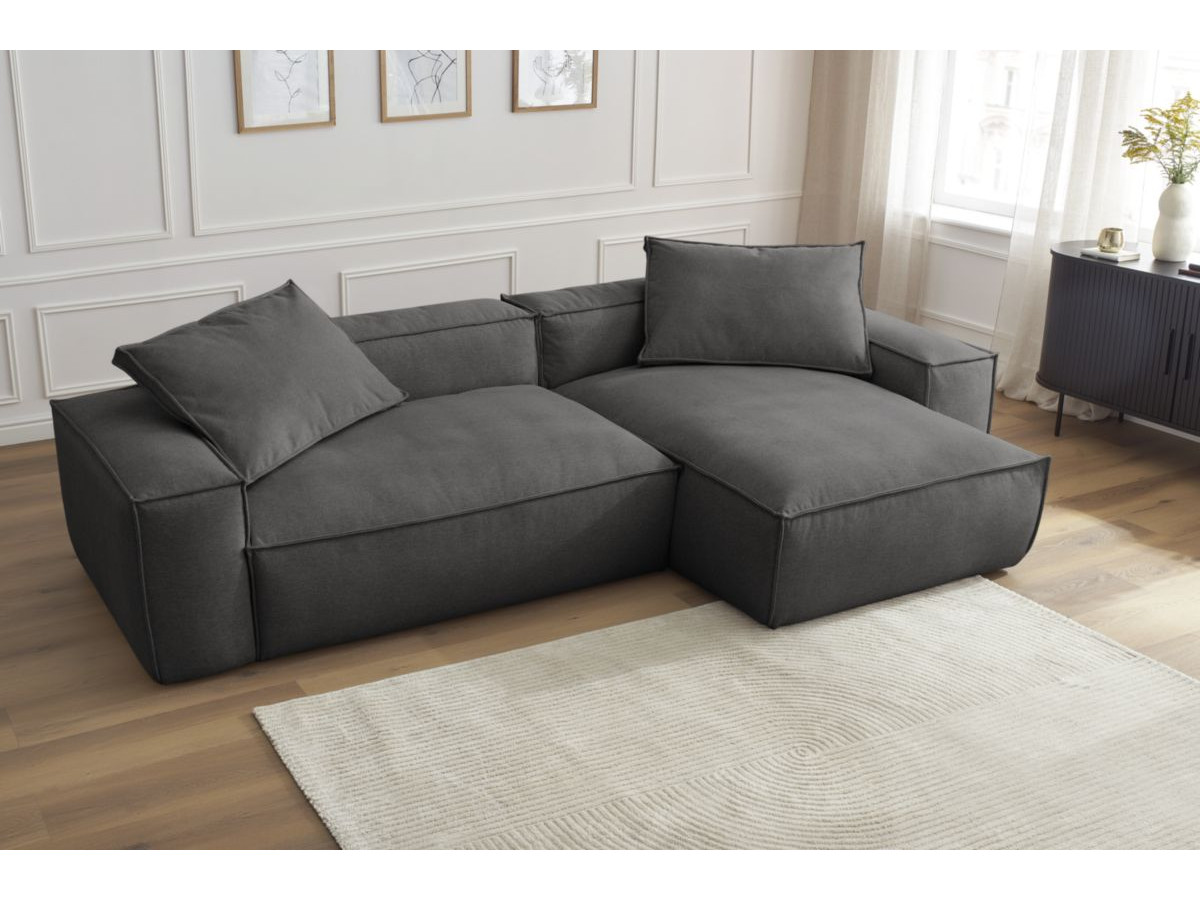 Bobochic Boheme Ecksofa, 2 Kissen Melange-Stoff Dunkelgrau