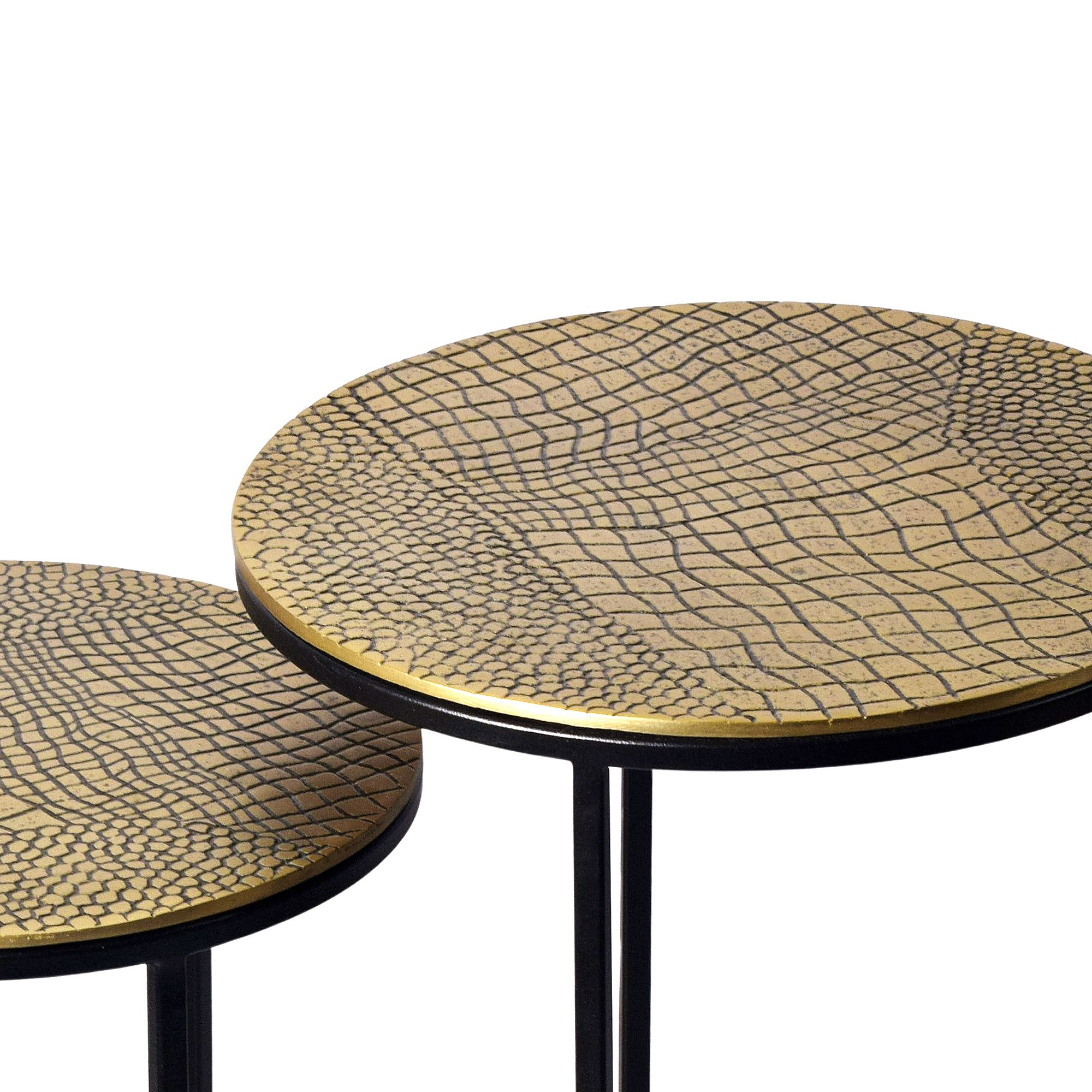 Satztisch 2er-Set Sandnes Aluminium Gold Ø 40 × H 48 cm