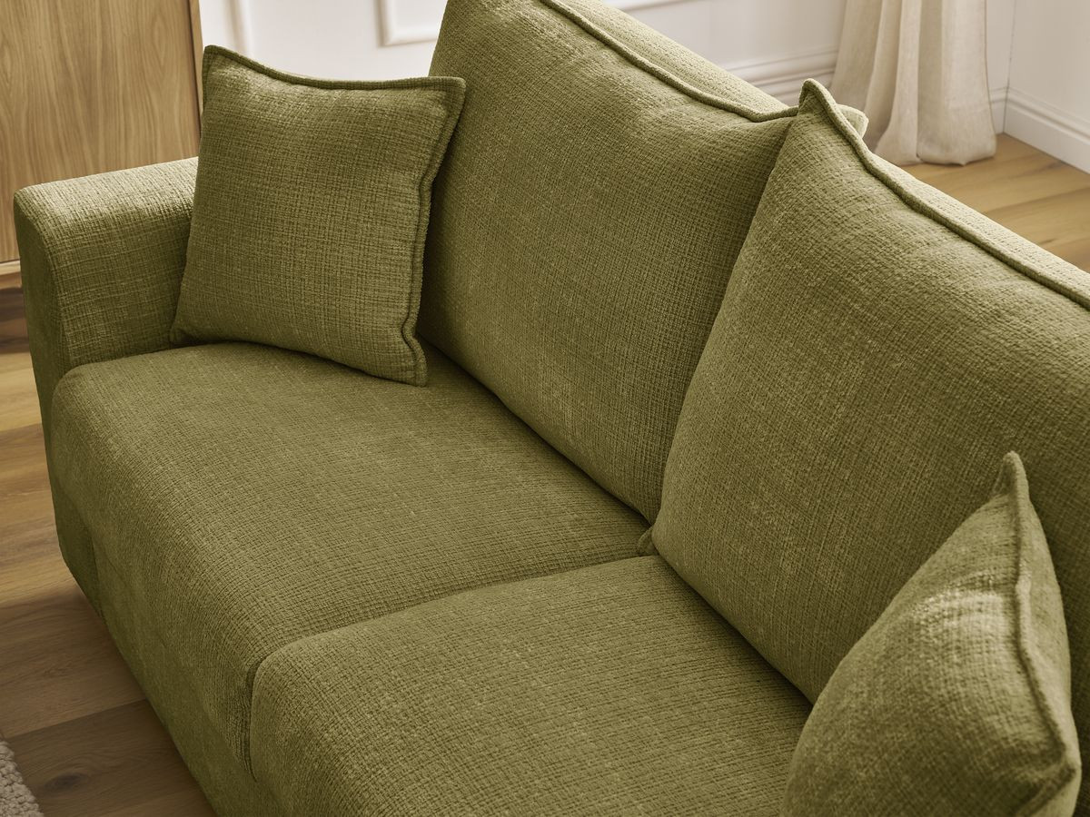 Bobochic Augustin Schlafsofa 3-Sitzer Strukturstoff Grün, Liegefläche 160 × 200 cm