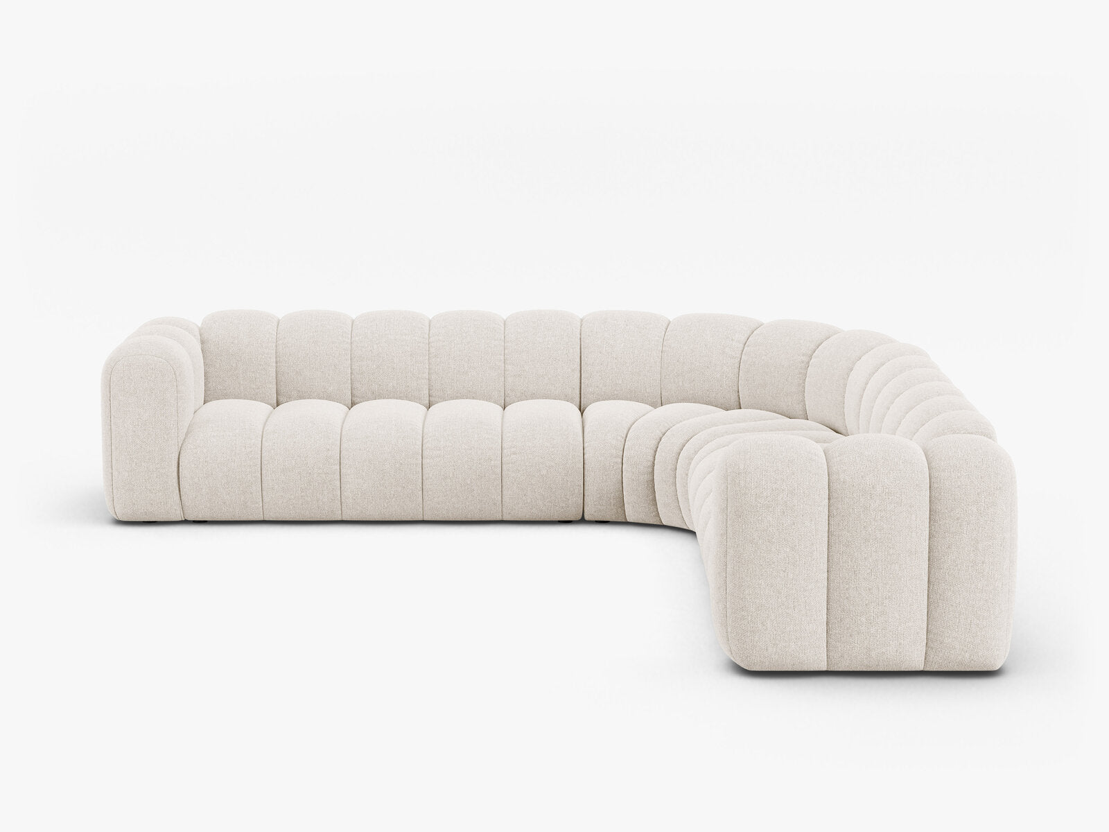 Micadoni symmetrisches Ecksofa Lupine 5-Sitzer  Chenille Eden Helles Beige