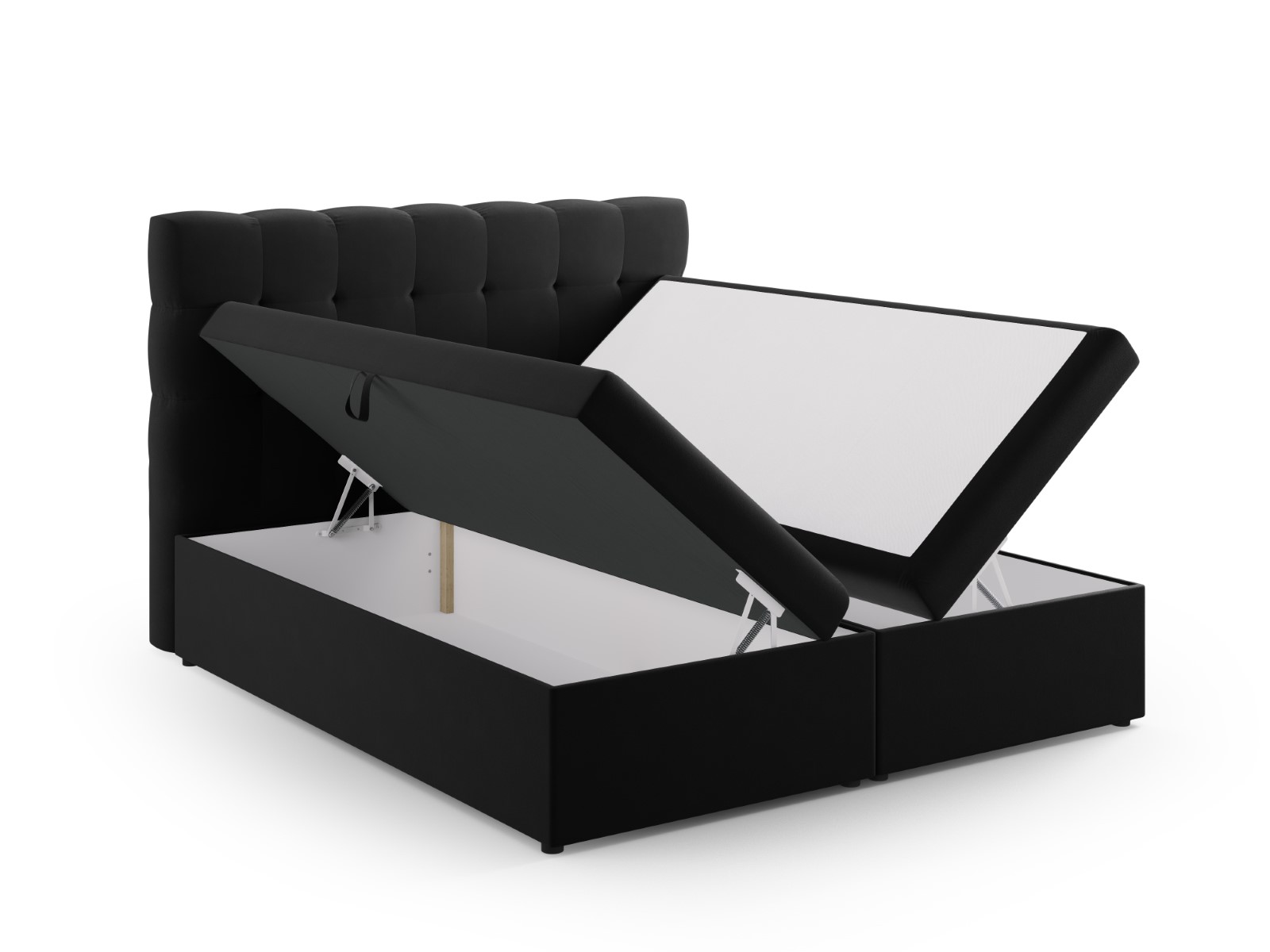 Cosmopolitan Design Boxspringbett Bali 140x200 Samt Bluvel Schwarz