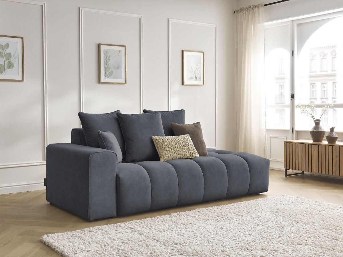 Bobochic Mont-blanc Sofa 4-Sitzer Samt Dunkelgrau Armlehne links