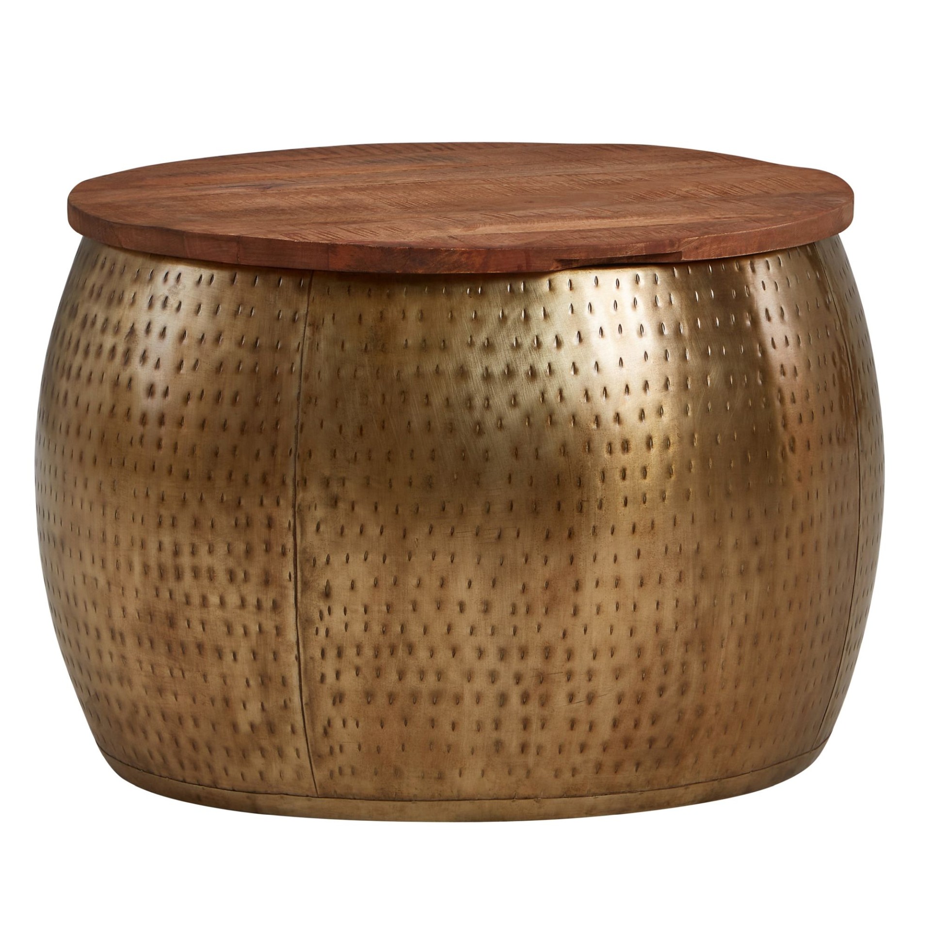 Couchtisch Alvundeid Mango Massivholz Gold Ø 60 cm
