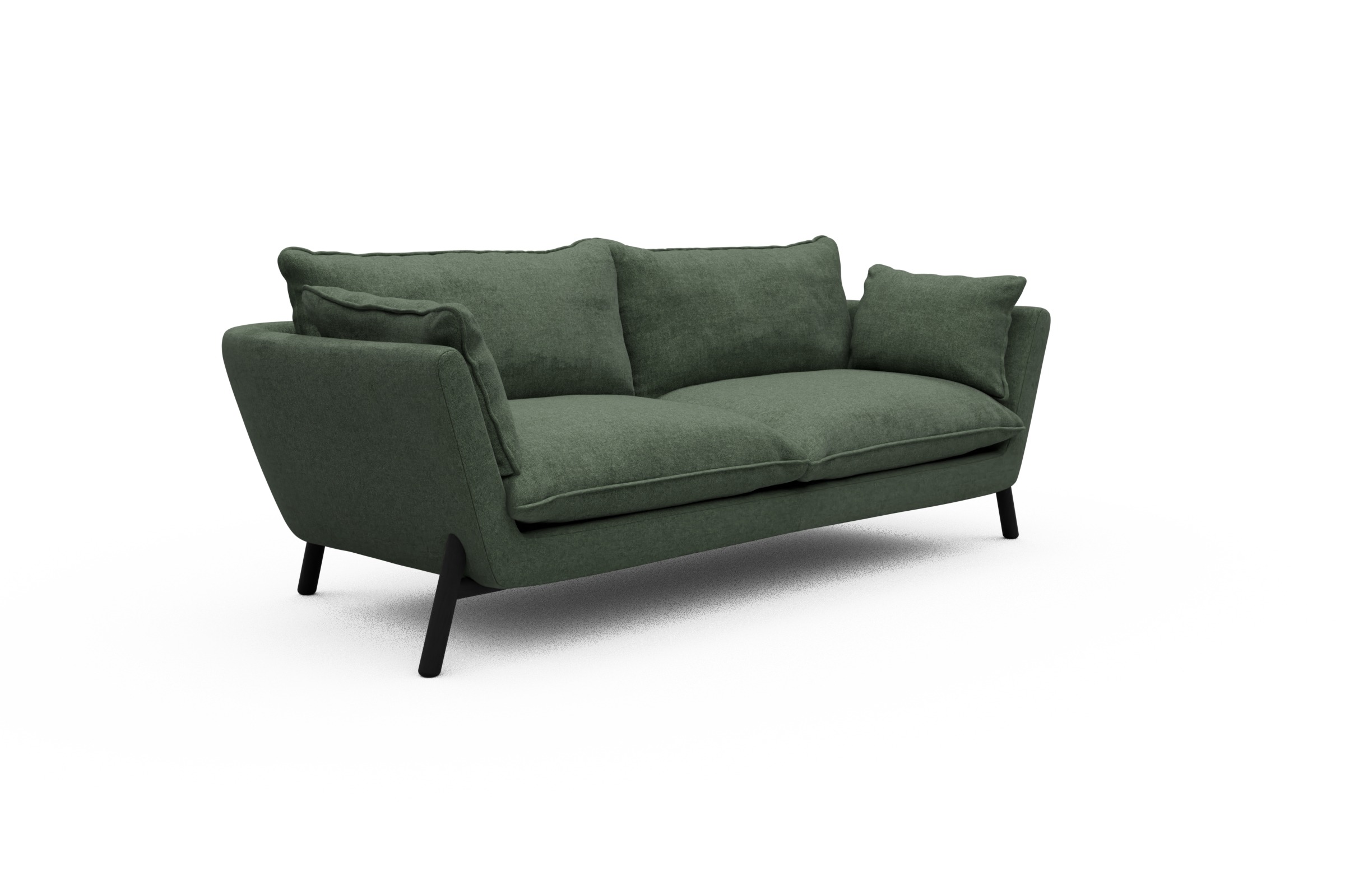Sofa Emil PREMIUM 3-Sitzer Beinfarbe Eiche Schwarz Casone-Forest-Green