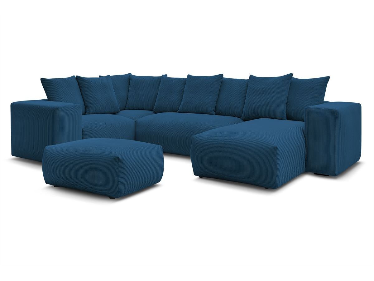 Bobochic Voltaire Wohnlandschaft mit Pouf 356 × 214 cm Cordsamt Dunkelblau Ecke rechts
