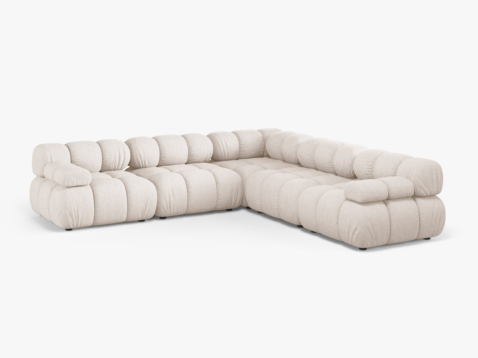 Micadoni Symmetrisches Ecksofa Bellis 5-Sitzer Strukturierter Stoff Liberty Beige