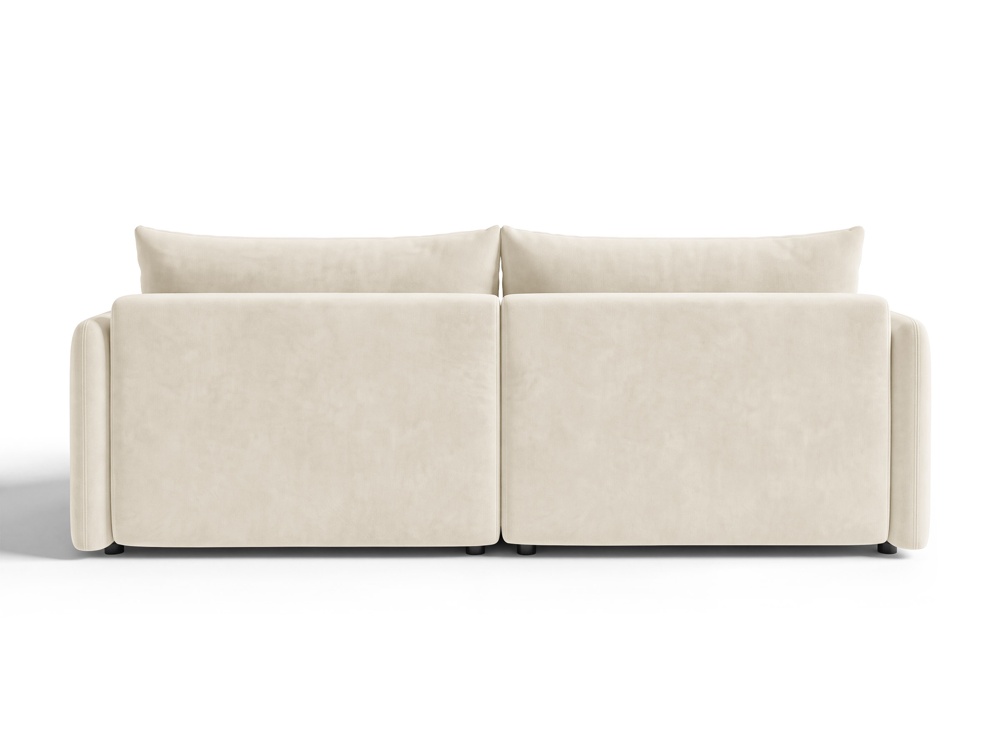 Cosmopolitan Design Ecksofa Monaco 3-Sitzer mit Schlaffunktion Samt Bluvel Helles Beige Rechts