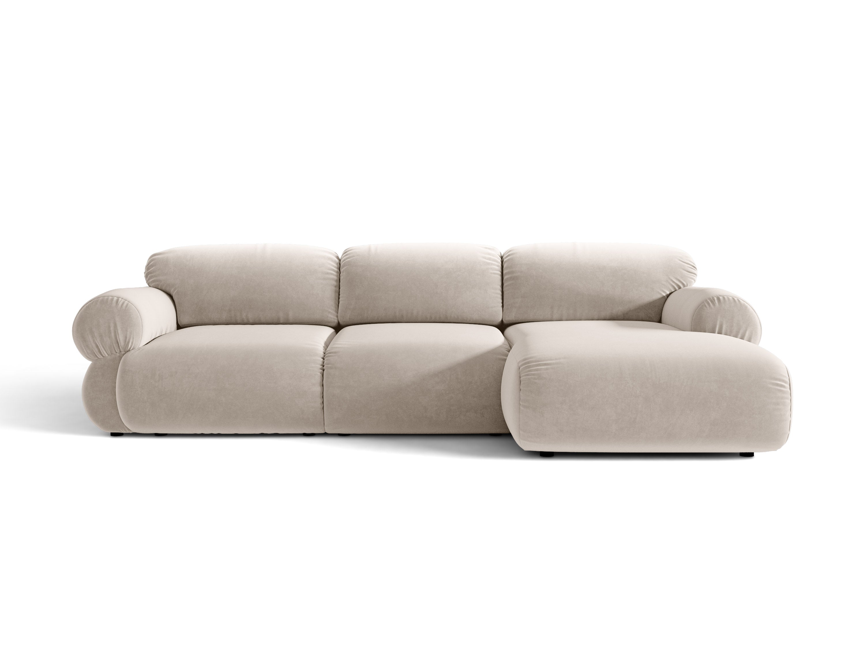 Micadoni Ophelia Ecksofa 297 cm Rechts Samt Salvador Beige