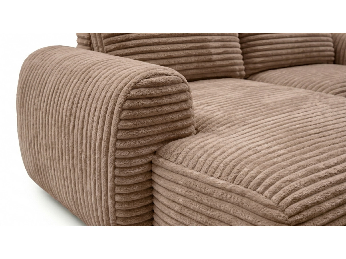 Bobochic Lucien Ecksofa mit Schlaffunktion und Bettkasten Breitcord weich Taupe Ecke links