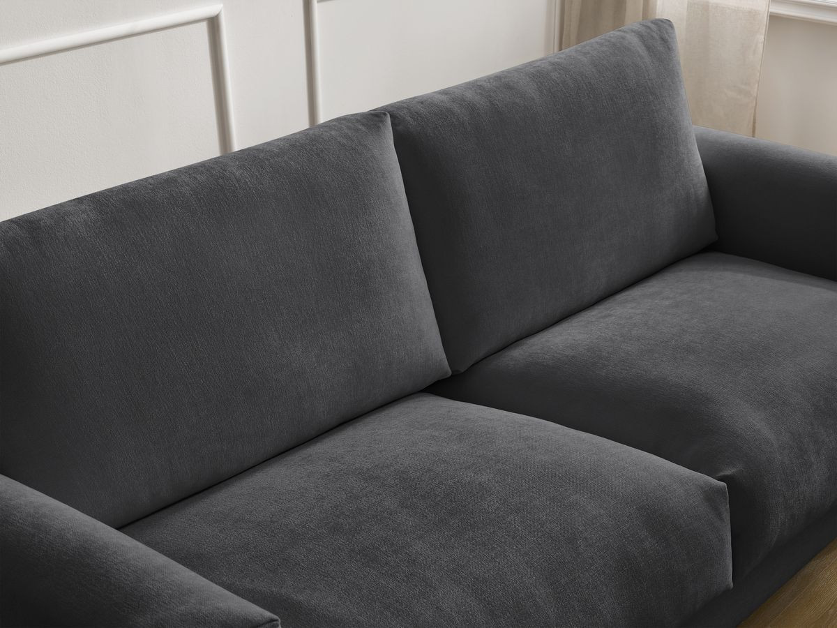 Bobochic Cocoone Schlafsofa 3-Sitzer Stoff Schwarz, Liegefläche 140 × 200 cm
