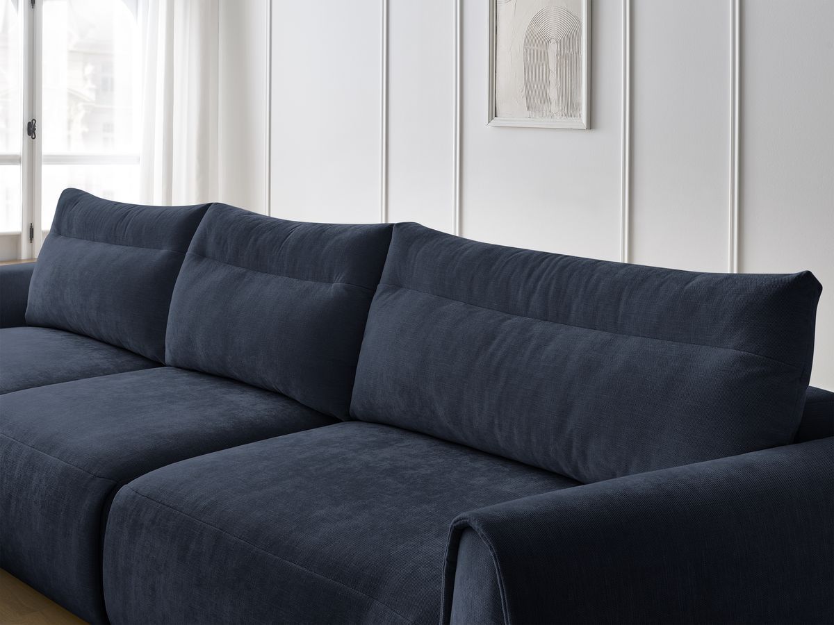 Bobochic Aden Ecksofa 386 × 152 cm Stoff Dunkelblau Ecke links