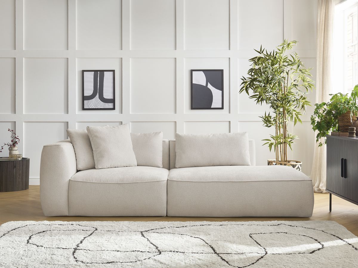 Bobochic Leopold Sofa 3-Sitzer Strukturstoff Beige Armlehne links