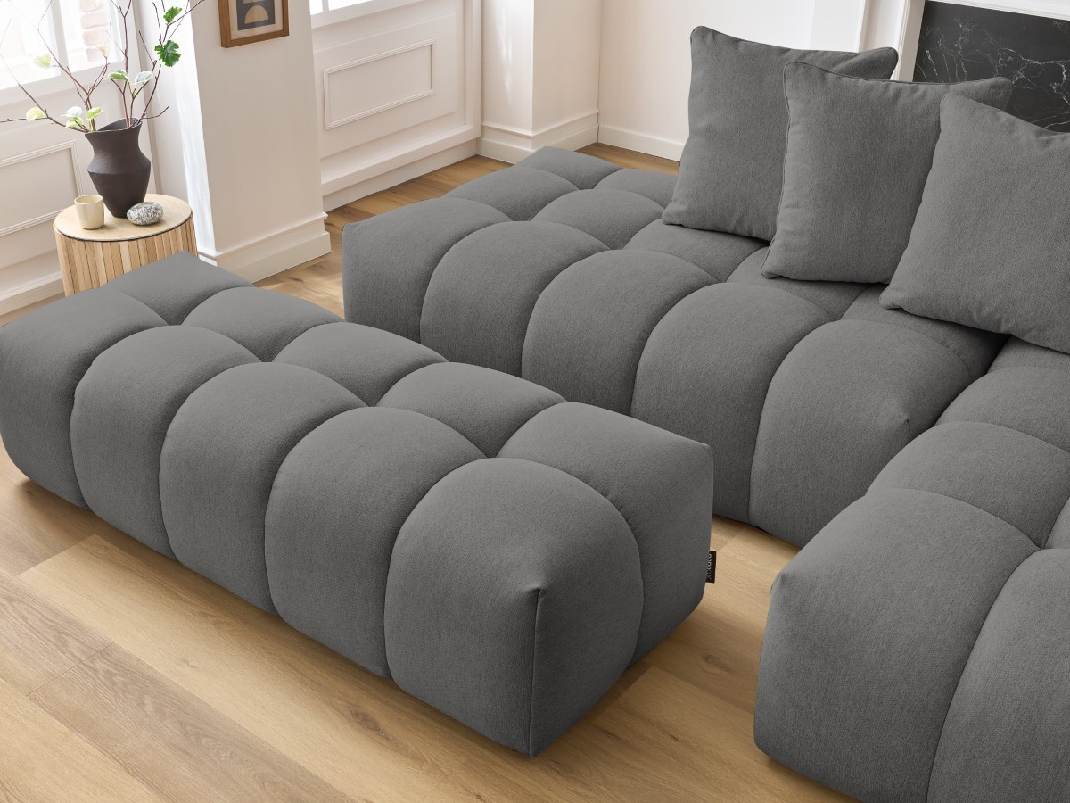 Bobochic Mont-blanc Ecksofa mit Pouf Melange-Stoff Dunkelgrau Ecke rechts