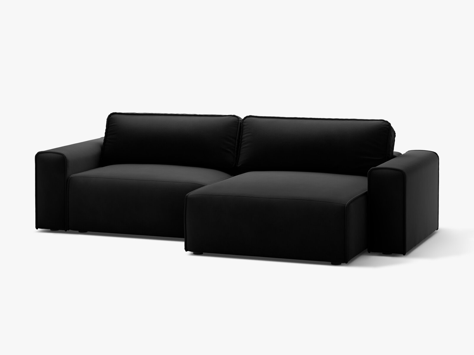 Micadoni Ecksofa Victor 3-Sitzer mit Schlaffunktion Rechts Samt Schwarz