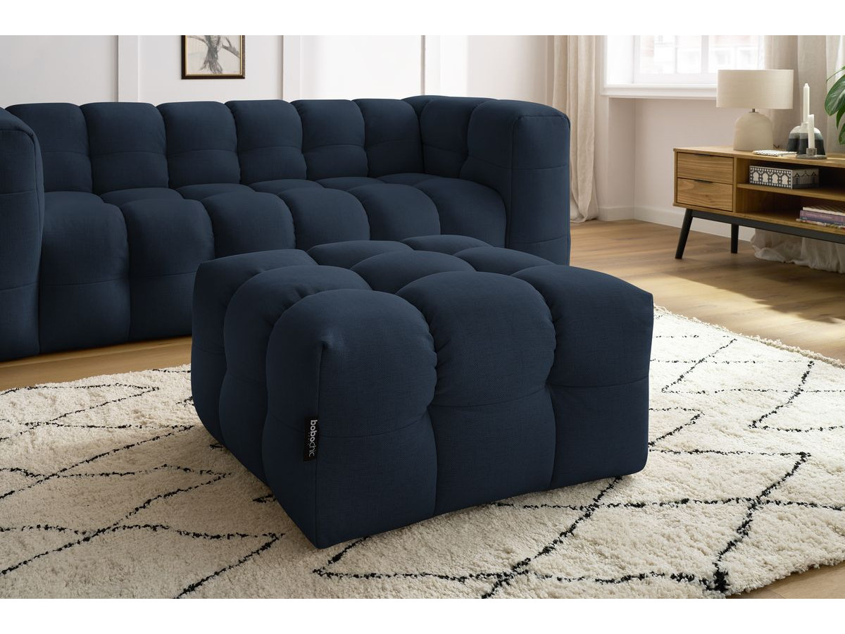 Bobochic Cloud Schlafsofa 3-Sitzer mit Pouf Stoff Dunkelblau