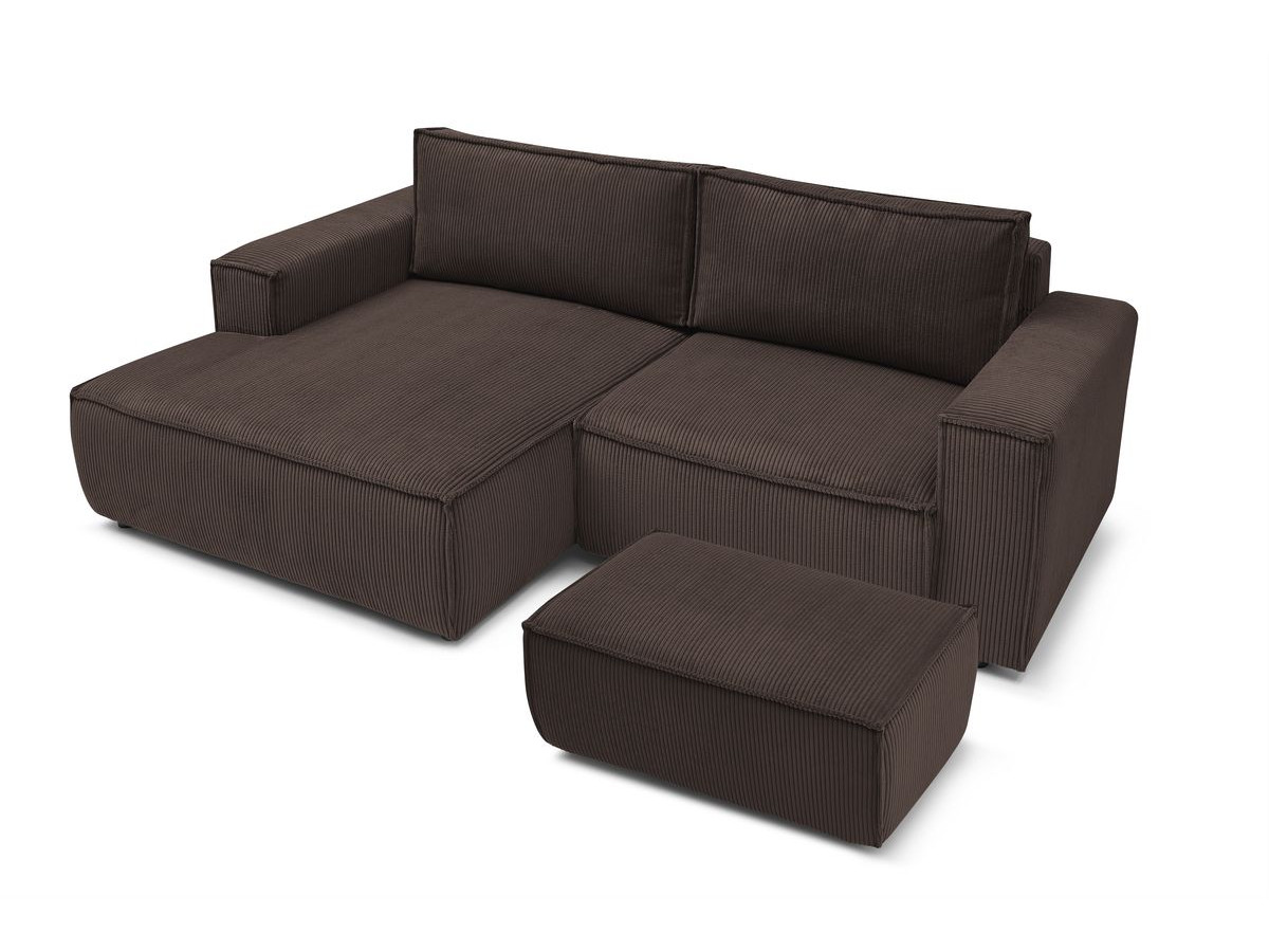 Bobochic Nihad Ecksofa mit Pouf Cordsamt Braun Ecke links