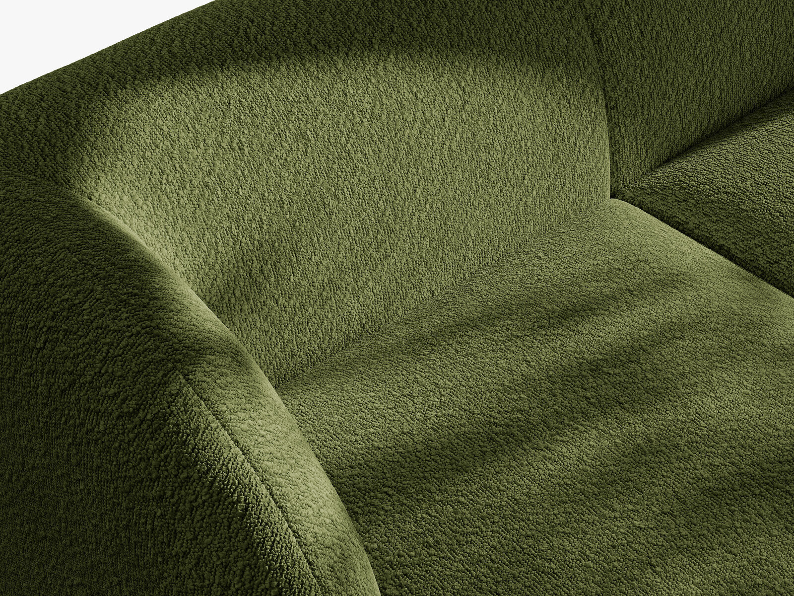 Micadoni Modulares Sofa Miley mit Recamiere 3-Sitzer Rechts Boucle Baloo Dunkel-Olivgrün