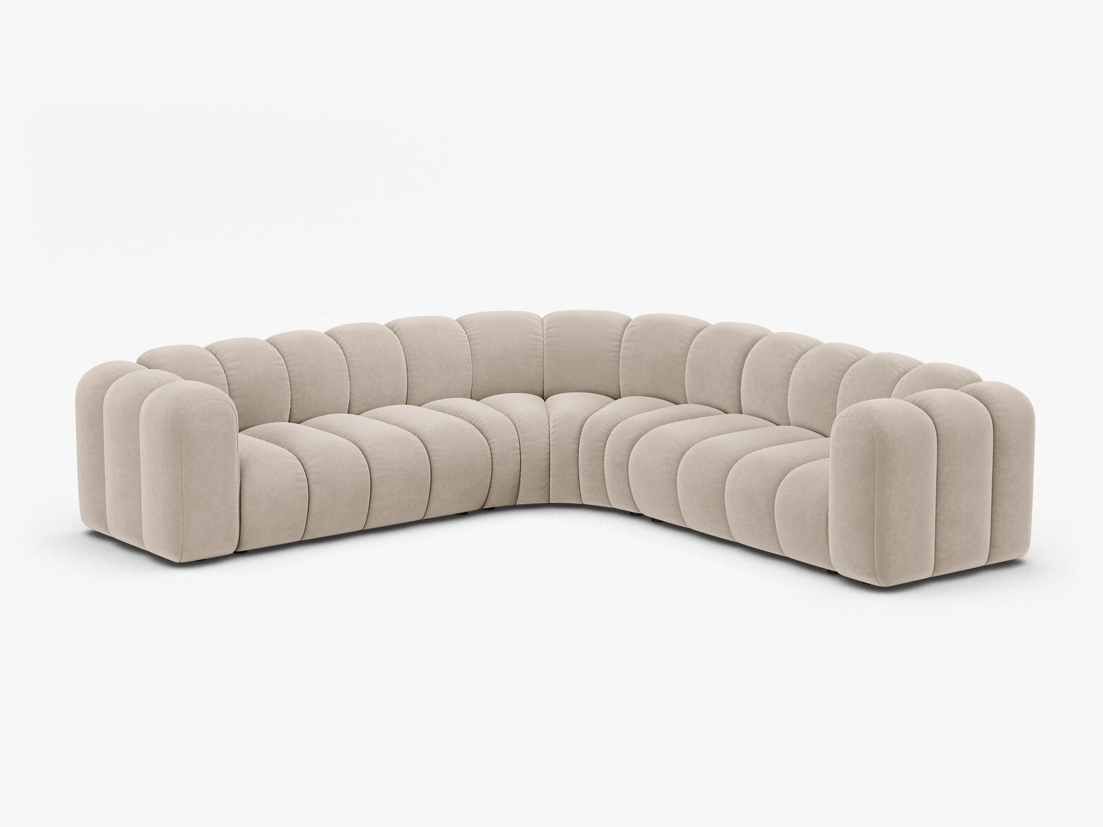 Micadoni symmetrisches Ecksofa Lupine 5-Sitzer mittelgroß Samt Salvador Beige