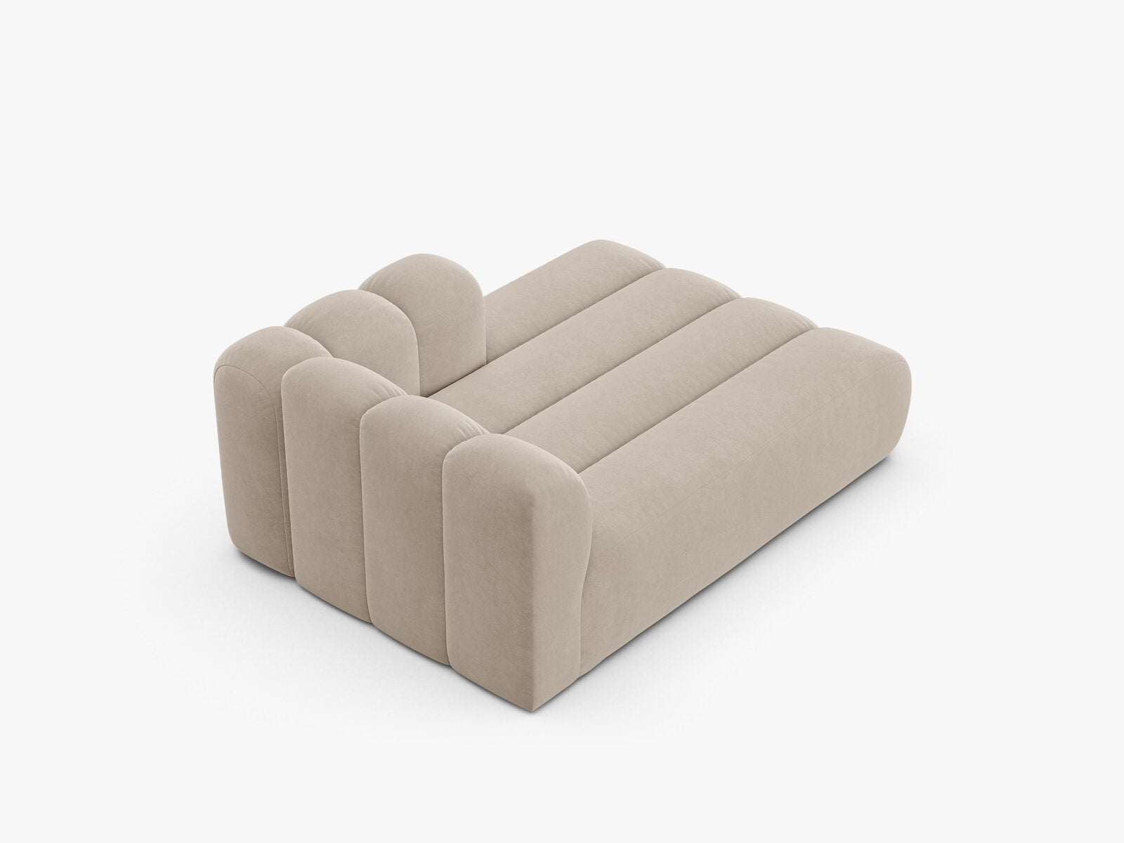 Micadoni Recamiere Lupine 2-Sitzer Rechts Samt Salvador Beige