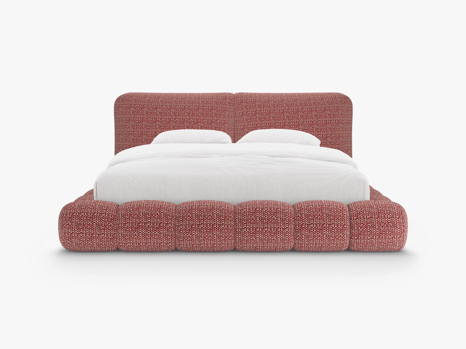 Micadoni Stauraumbett mit Kopfteil Solange Chenille Silencio Rot 160x200