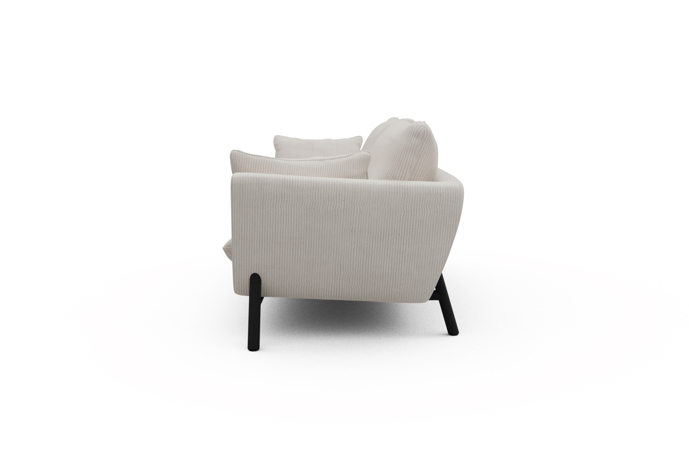 Sofa Emil 3-Sitzer Beinfarbe Eiche Schwarz Corduroy-Ivory