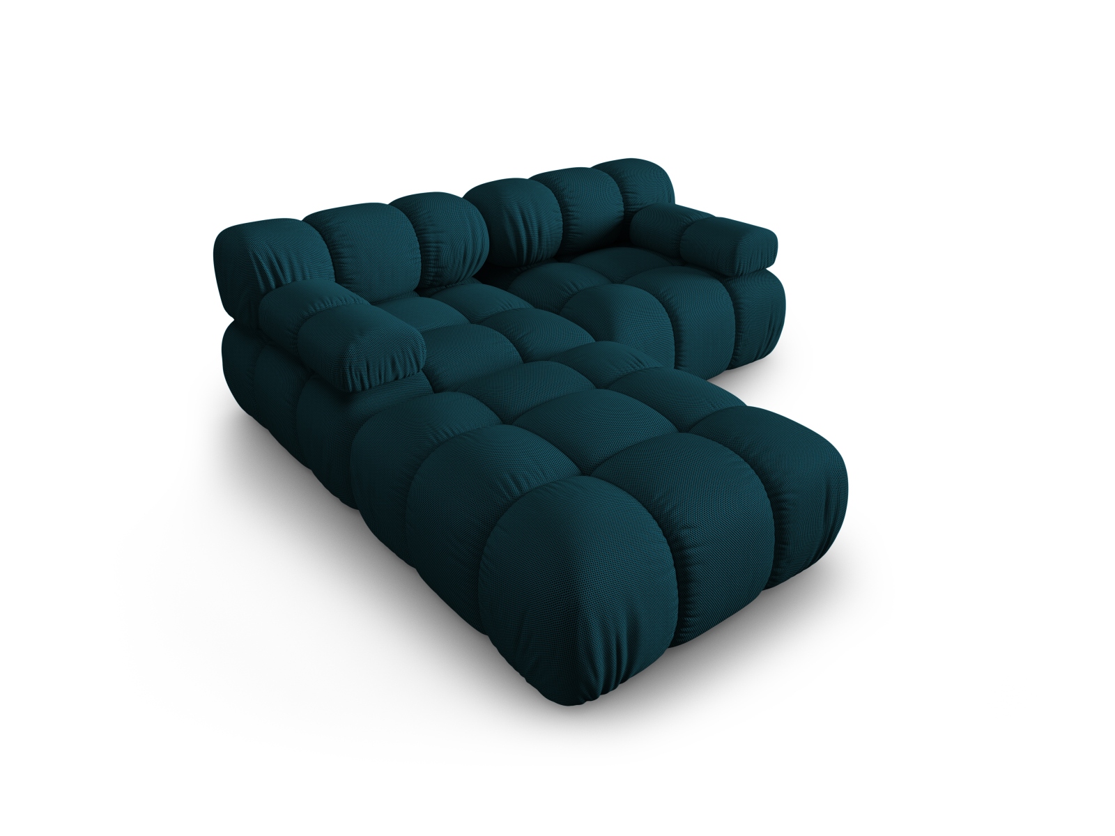 Micadoni Modulares Sofa Bellis 3-Sitzer mit flachem Modul 3D-Stoff Sonic Marineblau