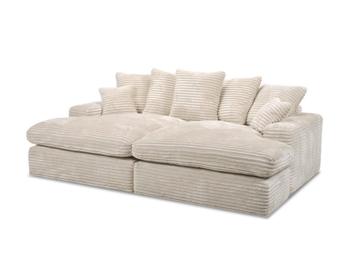 Bobochic Nevada Sofa 3-Sitzer 226 × 150 cm Breitcord weich Beige