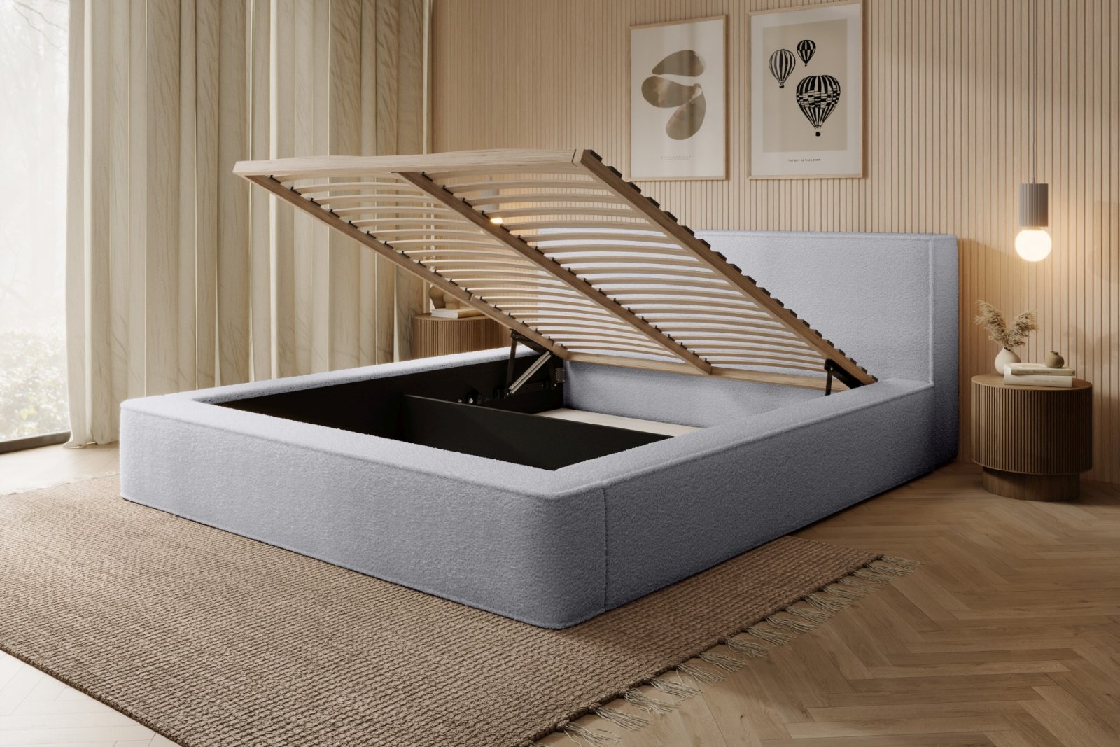Polsterbett Delano Boucle 160x200 mit Holzrahmen Euphoria 17 Dove