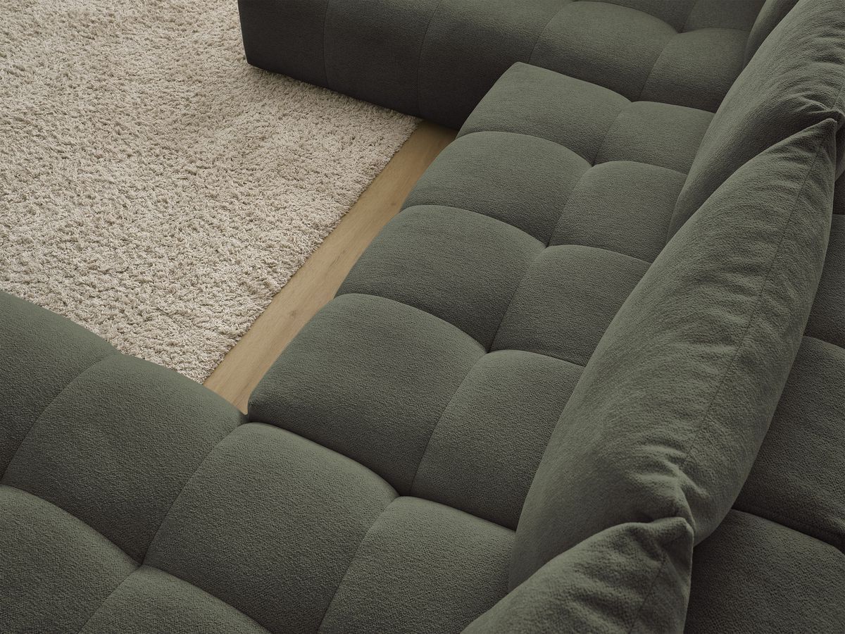 Bobochic Everest Wohnlandschaft, 6 Kissen Melange-Stoff Grün Ecke rechts
