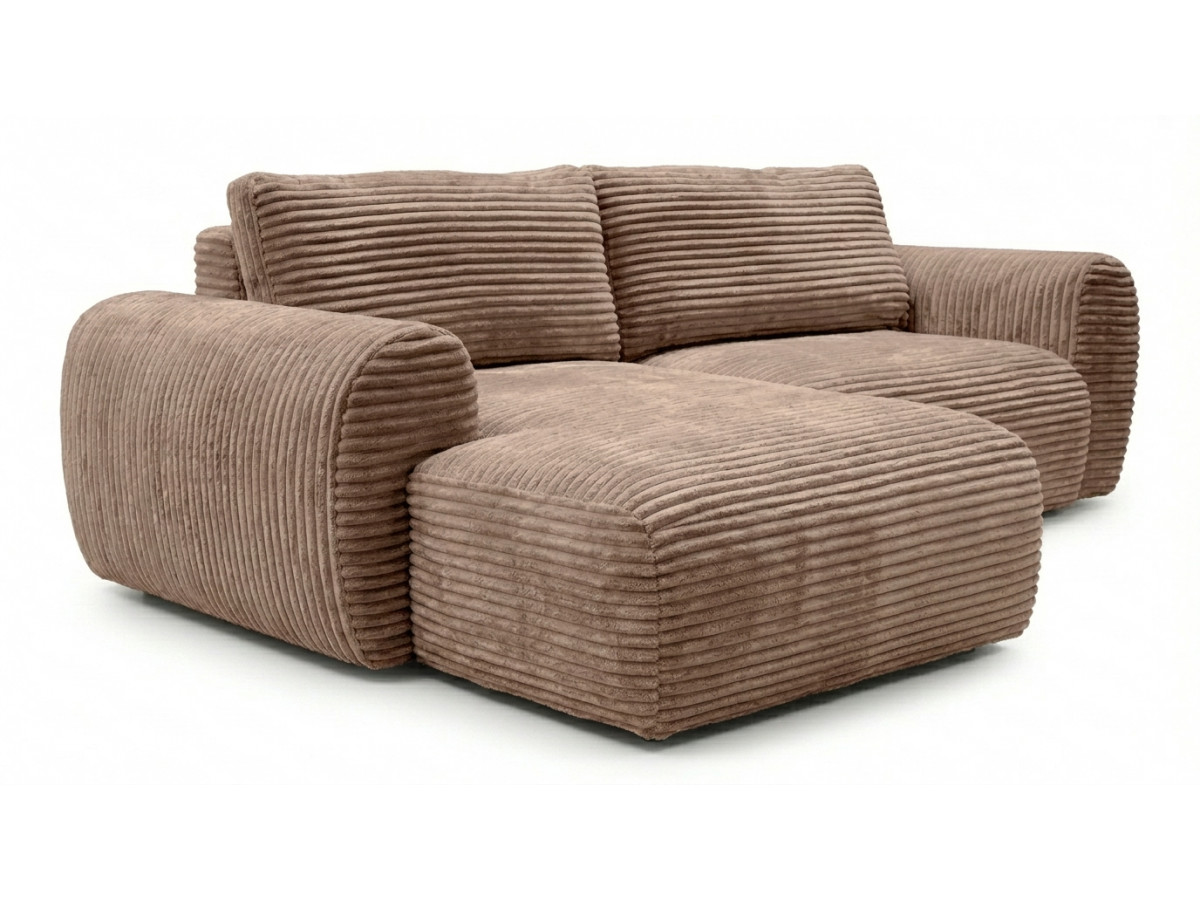 Bobochic Lucien Ecksofa mit Schlaffunktion und Bettkasten Breitcord weich Taupe Ecke links