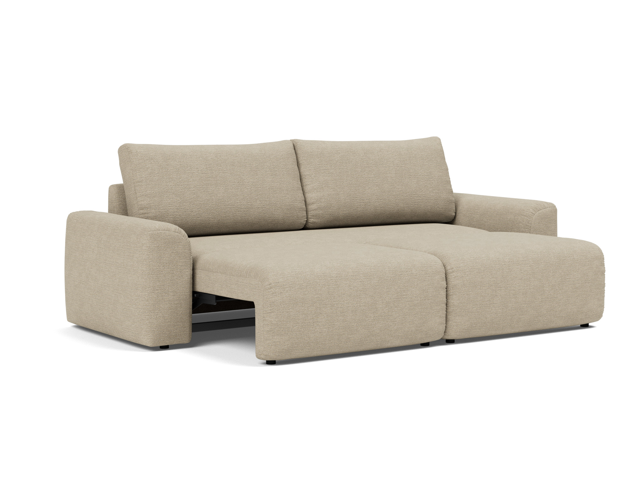 Schlafsofa Norum mit Chunky-Armlehnen Strukturierter Stoff Taura 356-Sand