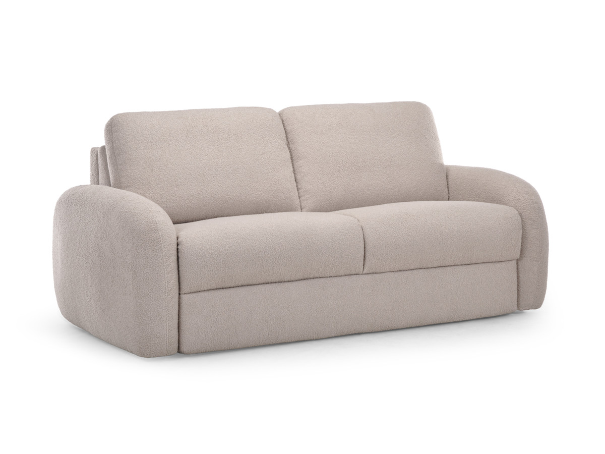 Bobochic Kenan Schlafsofa 3-Sitzer Bouclé-Stoff Beige, Liegefläche 140 × 196 cm